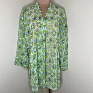 Y2K Victoria's Secret Robe One Size Green Blue Lounge Sleep Printed Vintage Tie
